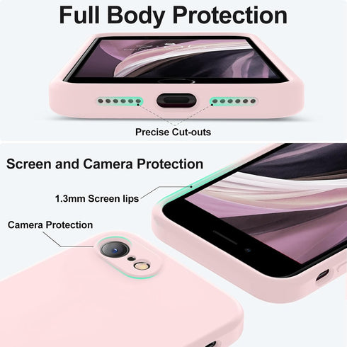 Vooii iPhone SE Case 2022/3rd/2020, iPhone 8/7 - Chalk Pink, Upgraded Liquid Silicone, Square Edges, Camera Protection.