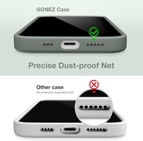 GONEZ iPhone 14 Pro Case - Calke Green, Shockproof Liquid Silicone, Soft Anti-Scratch Lining + 2 Screen & Camera