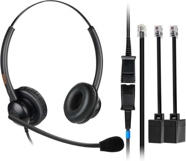Lightweight Wired RJ9 Telephone Headphone Call Center Headset, Compatible with Yealink & Grandstream Phones