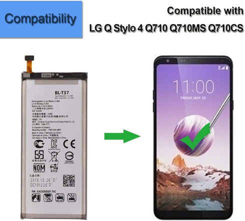 LG Stylo 4 Battery Replacement, 3300mAh Li-Polymer Battery for LG Stylo 4 / BL-T37 with Repair Kit Tools