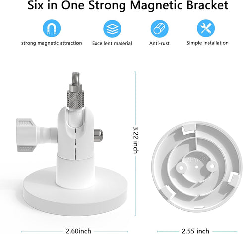 HOLACA Magnetic Wall Mount Stand for Pan Tilt Indoor Outdoor Camera, No Tools Required, White