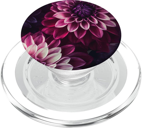 PopSockets PopGrip for MagSafe: Dahlia Flower Floral Nature Garden Pink Purple Maroon Design