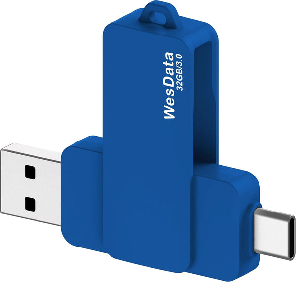 WesData 32GB 3.0 USB C Flash Drive with Type C and Type A