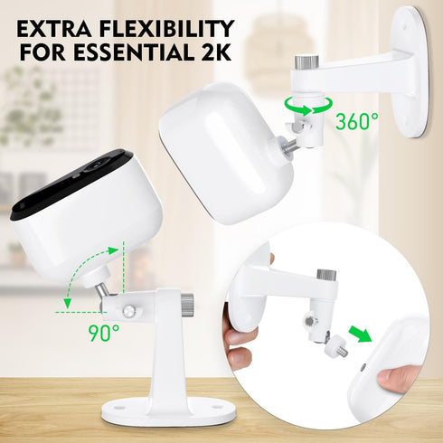 2Pack Adjustable Mount for Arlo Essential 2K Indoor/Outdoor, for Arlo Pro 5S/Pro 4/Pro 3/Pro 2/Ultra2, No-Drill Security