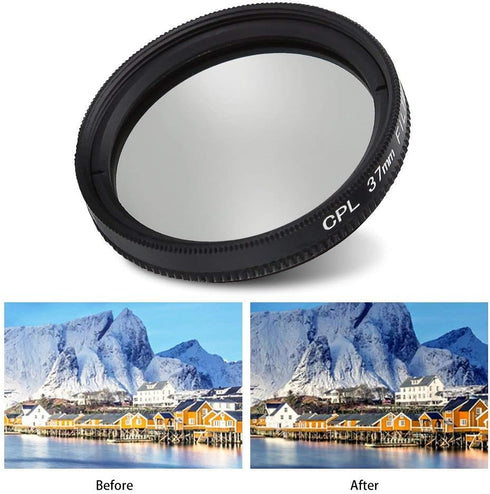 37mm Camera Lens Filter Set Circular Polarizer Lens Filter with Adapter Ring and Protective Fit for Xiaomi 4k/4k+/Lite