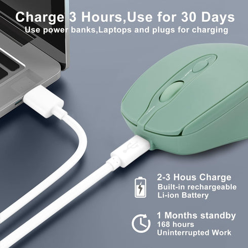 Bluetooth Mouse, Rechargeable Wireless Mouse for Laptop/iPad/MacBook, Silent Portable Slim for Surface Pro/PC (Light