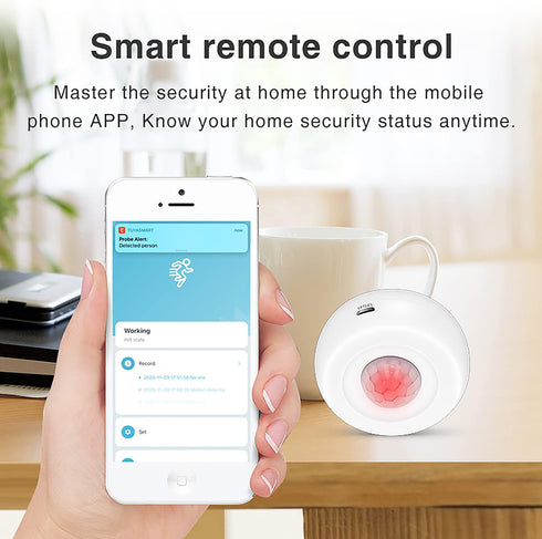 WiFi Smart Motion Sensor, Wireless Infrared Home Security System with Free App Alerts, No Hub Required