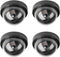 4 Pack Dummy Fake CCTV Dome Cameras with Flashing Red LED Light for Indoor Outdoor Home Business, Black