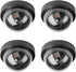 4 Pack Dummy Fake CCTV Dome Cameras with Flashing Red LED Light for Indoor Outdoor Home Business, Black