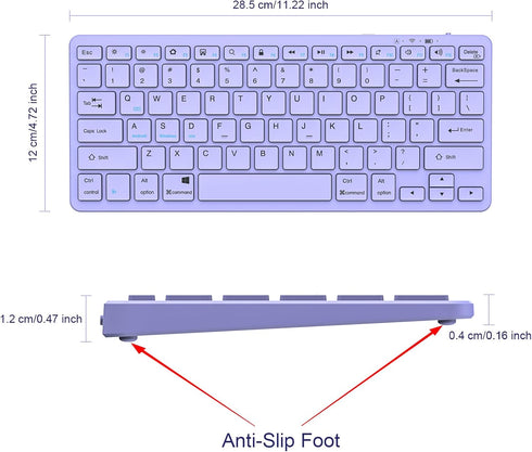 Ultra-Slim Bluetooth Keyboard, Wireless, Compatible with iPad 10th/10.2(9th/8th/7th Gen), Light Purple