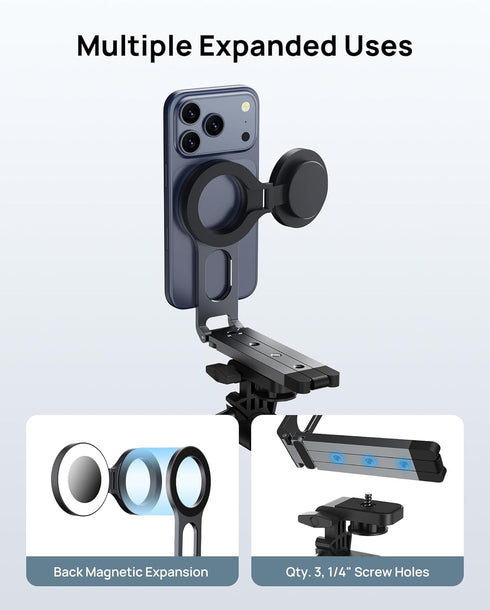 SODI 17 16 15 14 13 12 Magnetic Phone Tripod Stand for iPhone - Strong Magnet Foldable Cell Phone Stand for Vlog, Gym