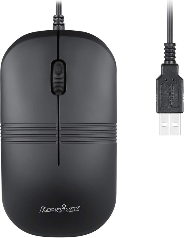 Perixx PERIMICE-503B Wired Optical Washable Mouse, Black (11419)