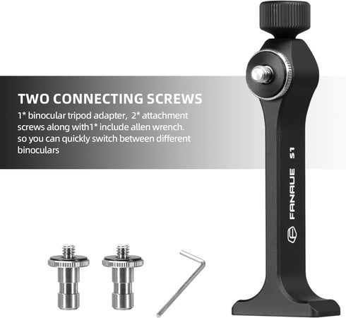 Fanaue Binocular Tripod Adapter, 1/4 Inch Threading Mount Aluminium for Binoculars
