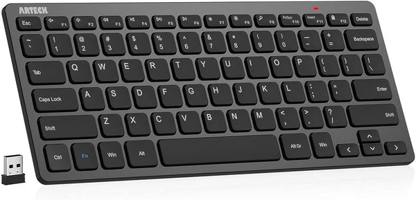 Arteck 2.4G Wireless Keyboard, Ultra Slim Compact Keyboard with Media Hotkeys for Computer Desktop PC Laptop