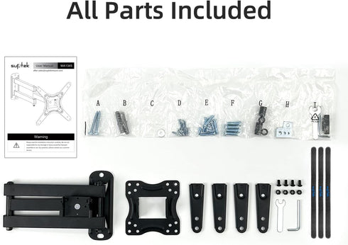 suptek 13-42 Inch 200x200mm 44lbs, MA1345 Full Motion TV Monitor Wall Mount for Most LED LCD Flat Curved Screen TVs