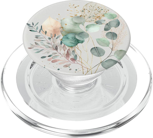 PopSockets PopGrip for MagSafe Botanical Watercolor Eucalyptus Leaves Green Blossom Flowery