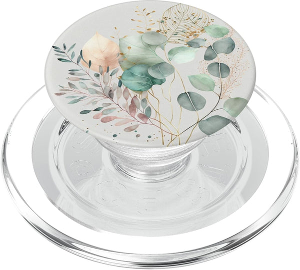PopSockets PopGrip for MagSafe Botanical Watercolor Eucalyptus Leaves Green Blossom Flowery