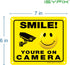 iSYFIX Smile You're on Camera Signs for Business – 2 Pack 7x6 Inch – 40 mil Thick Polystyrene Plastic Sign, Laminated UV, Scratch, & Fade Resistance, Security Camera Sign for Home, Business, CCTV by iSYFIX