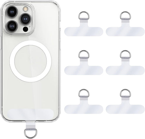 Phone Lanyard Patch Pad, 6Pcs Universal Phone Tether Tab Connector with Metal Ring for Cellphones Safety Drop