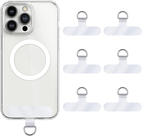 Phone Lanyard Patch Pad, 6Pcs Universal Phone Tether Tab Connector with Metal Ring for Cellphones Safety Drop