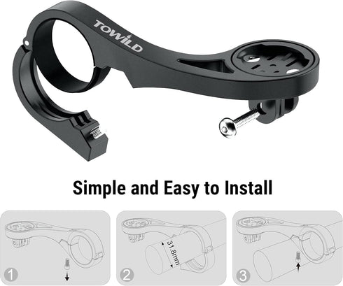 towild AS90 Out Front Bike Mount for Garmin Bike Computer/XOSSG/G+/iGPSPORT, Sturdy Non-Slip Mount Arm Fits 31.8MM