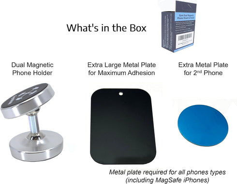 Gym Dual Magnetic Phone Mount & Holder, Attaches Magnetically to Metal Surface