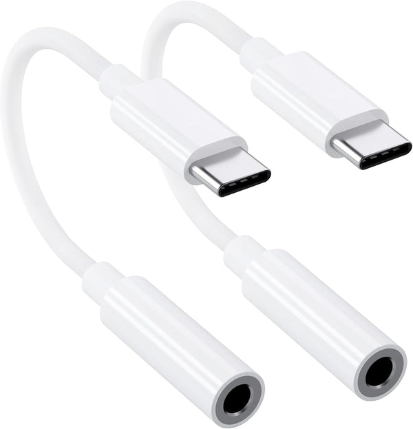 USB C to 3.5mm Female Headphone Jack Adapter 2 Pack, Type C to Aux Audio Dongle Cable for iPhone 15 Series