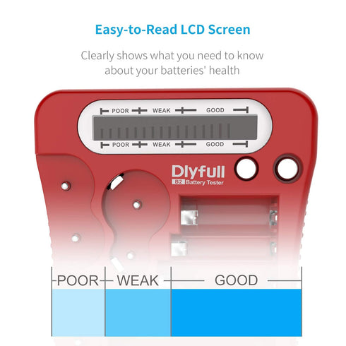 Dlyfull Battery Tester, LCD Display Universal Battery Checker for Various Battery Types, 1x AAA Included