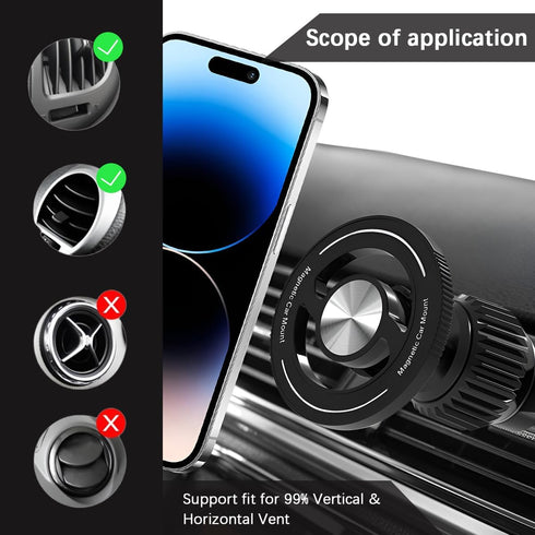Sandfren 360 15 16 14 13 Car Magnetic Phone Holder, Adjustable HandsFree Vehicle Air Vent Cellphone Mount with Hook