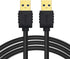 DTech 3 ft Black USB 3.0 Type A to A Male to Male High Speed Data Cable