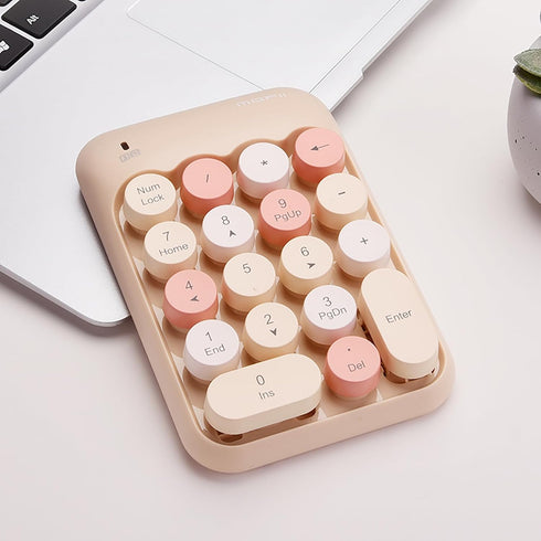 Lomiluskr 2.4G Accounting Wireless Numeric Keypad with USB Receiver, Cute Colorful Round Keycaps, Portable Financial