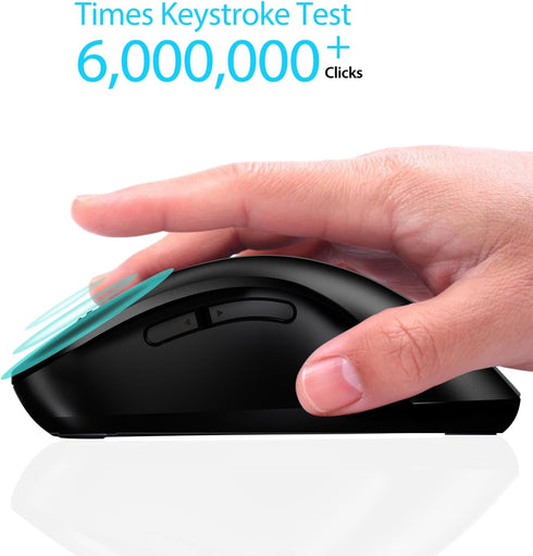 memzuoix 2.4G Wireless Mouse, 1200 DPI Portable USB Mouse with Receiver, Battery Powered Cordless Mouse (Matte Black)