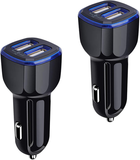 Car Charger, 2.4A 12W AndHot 2 Pack Mini Dual Port USB Car Charger Adapter Plug for iPhone 15 14 13 12 SE 11 Pro Max XR