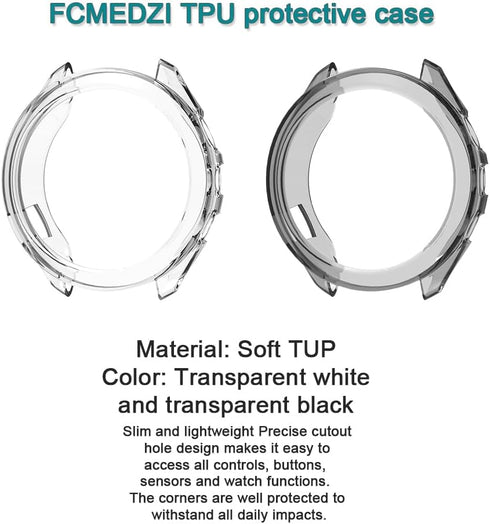 Screen Protector for Garmin Approach s70 42mm Smartwatch, TPU Soft Frame Cover and Tempered Glass Film Pack