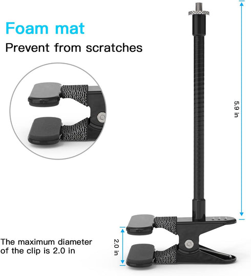 HOLACA Baby Monitor Mount, Flexible Twist Stand for Pan-Tilt Mount with 1/4 Threaded Hole, Clip Mount, Black