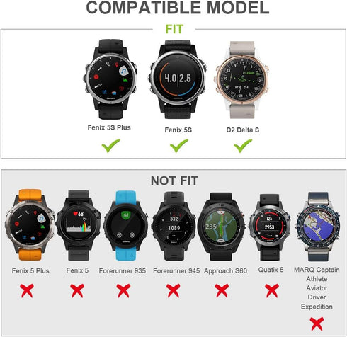 ANCOOL Compatible with Fenix 5S/6S/7S Bands, 20mm Easy Fit Silicone Replacement Watch Bands for Fenix 8 43mm/5S Plus/6S