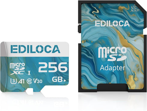 Ediloca 256GB Micro SD Card, Memory Card with SD Adapter, Read Speed up