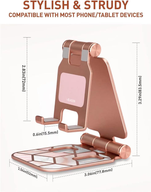 i-Blason Cell Phone Stand for Desk, Fits All Smart Phones, Foldable Holder in Marble Design