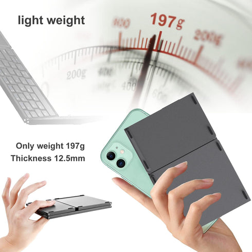 ROCK&ROWN Foldable Bluetooth Keyboard, Portable Wireless Keyboard with Touchpad for Mac OS, Android, Windows, Linux,
