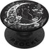 Cat Sitting on Crescent Moon Flowers Stars Drawing PopSockets Swappable PopGrip