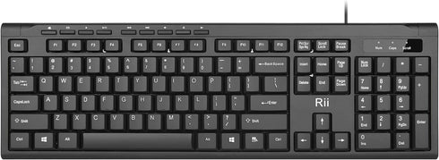 Rii RK907 Ultra-Slim Compact USB Wired Keyboard for Mac and PC, Windows 10/8/7/Vista/XP, Black