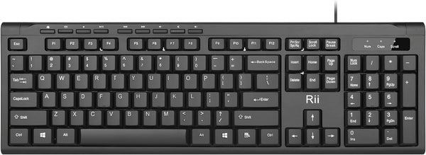 Rii RK907 Ultra-Slim Compact USB Wired Keyboard for Mac and PC, Windows 10/8/7/Vista/XP, Black