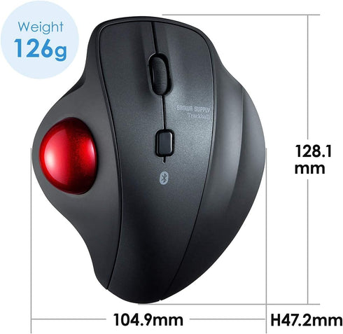 SANWA Bluetooth Ergonomic Trackball Mouse, Optical Vertical Rollerball Mice with Adjustable DPI, Compatible with