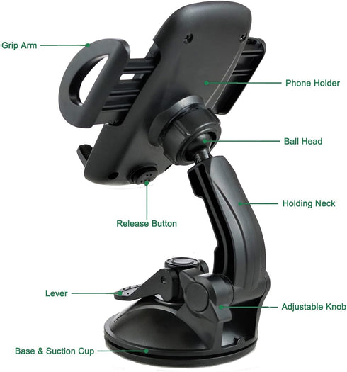 Phone Mount for Car Dash & Windshield - Industrial-Strength Sticky Gel Suction Cup for All Cellphones