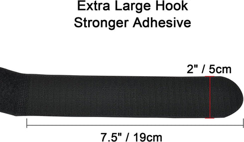 2 x 48 Inch Hook and Loop Cable Tie, 6 Pack Heavy Duty Adjustable Fastening Strap with Plastic D-ring Buckle