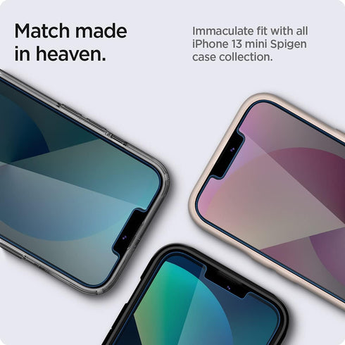 Spigen GlasTR EZ FIT Tempered Glass Screen Protector for iPhone 13 Mini - Case Friendly, 2 Pack