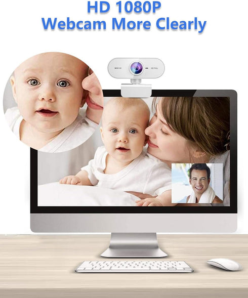 FWV 1080P Webcam HD,Web cam with Microphone, Noise Cancellation, Wide-Angle Lens, Auto Light Correction, Plug & Play