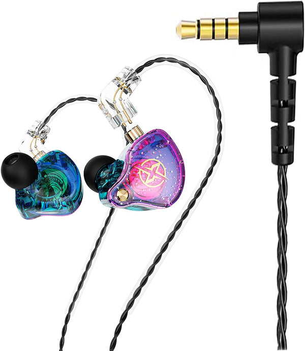 FEDAI DX2 Melody Wired Earbuds IEM HiFi Bass, Dynamic Dual Driver Sport Earphone with TPE Cable for Musicians (Purple