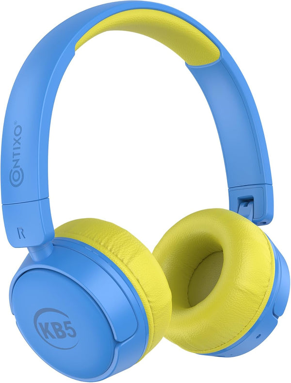 Contixo KB-5 Kids Headphones - Foldable Bluetooth Wireless Over The Ear Headphones for Kids - 85dB Volume Limited (Blue