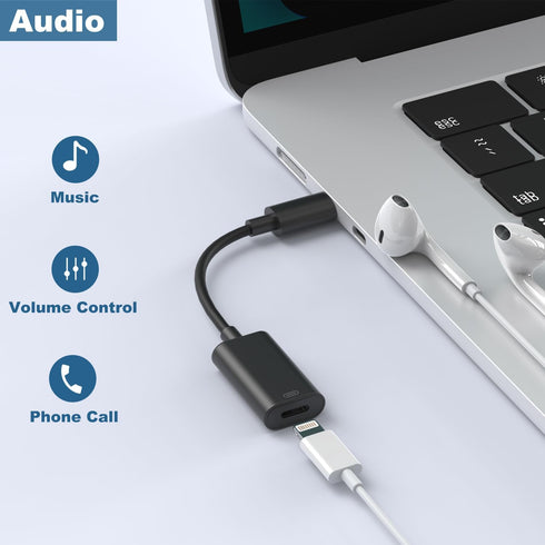 USB C Male to Lightning Female Adapter, USB C to Lightning Headphone Converter for Audio Compatible with iPhone 15